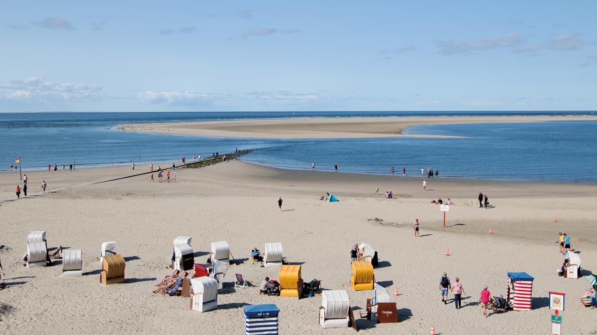 Schüler am Strand von Borkum in den Strandkörben