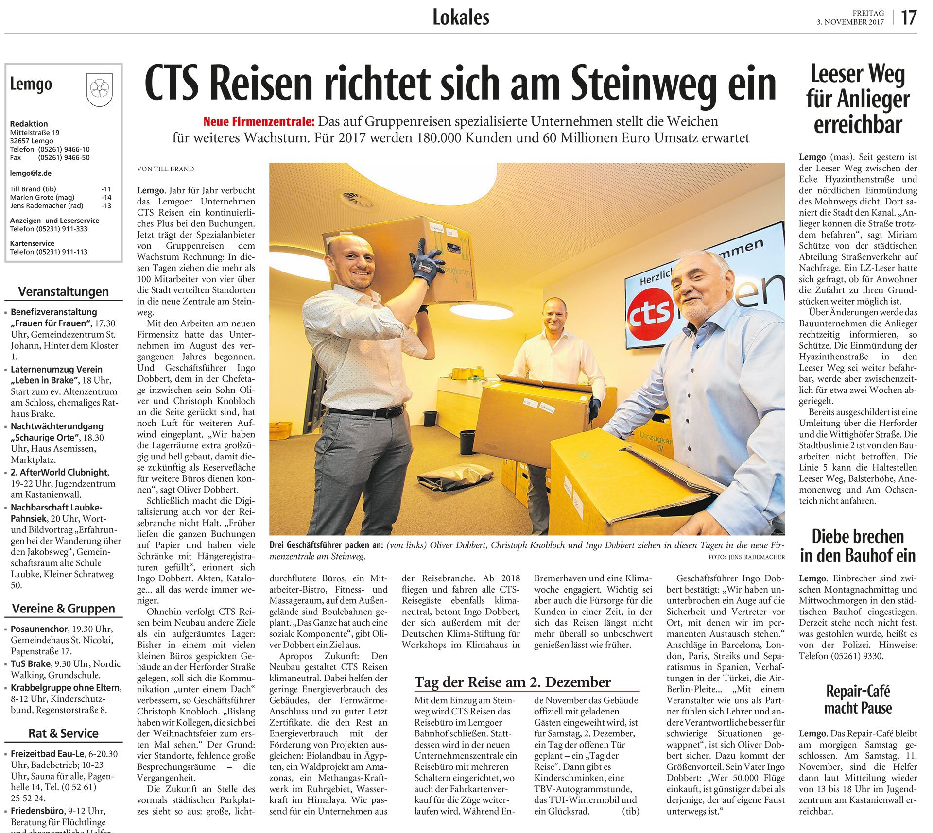 Zeitungsartikel der LZ zum Umzug