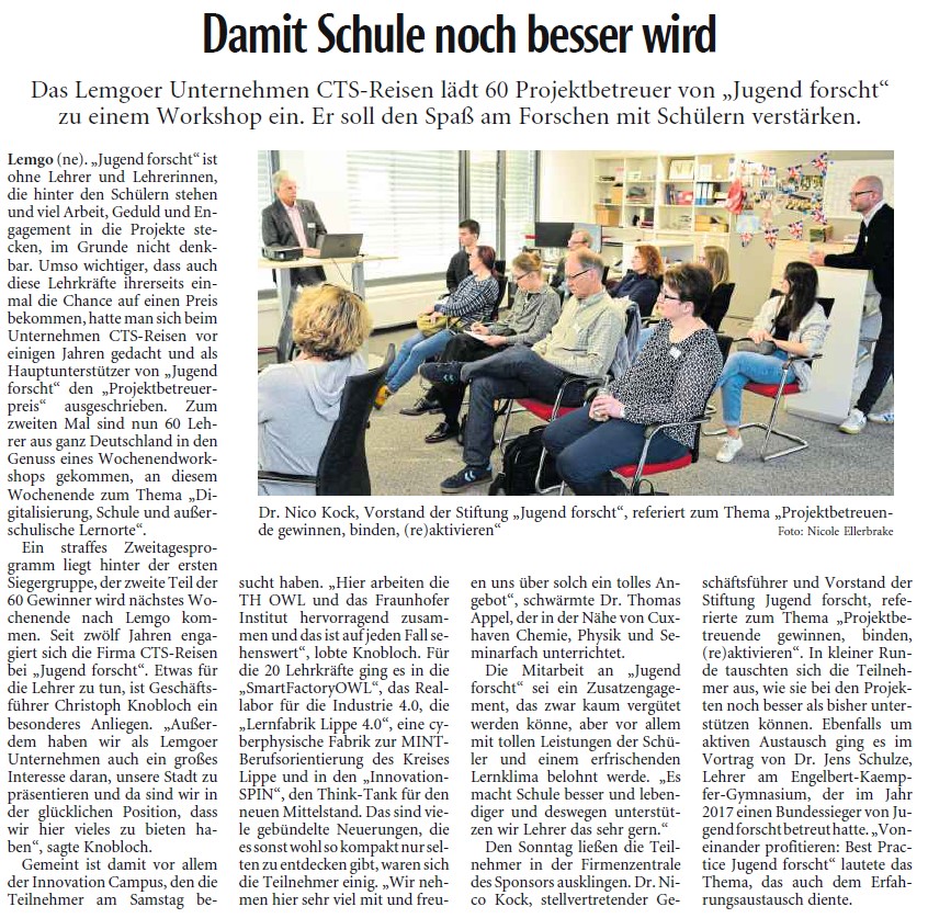 Zeitungsartikel der Lippischen Landeszeitung