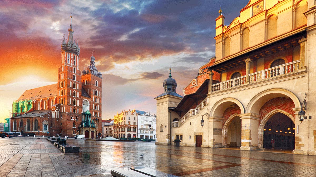 Marienkirche und Tuchhallen in Krakau