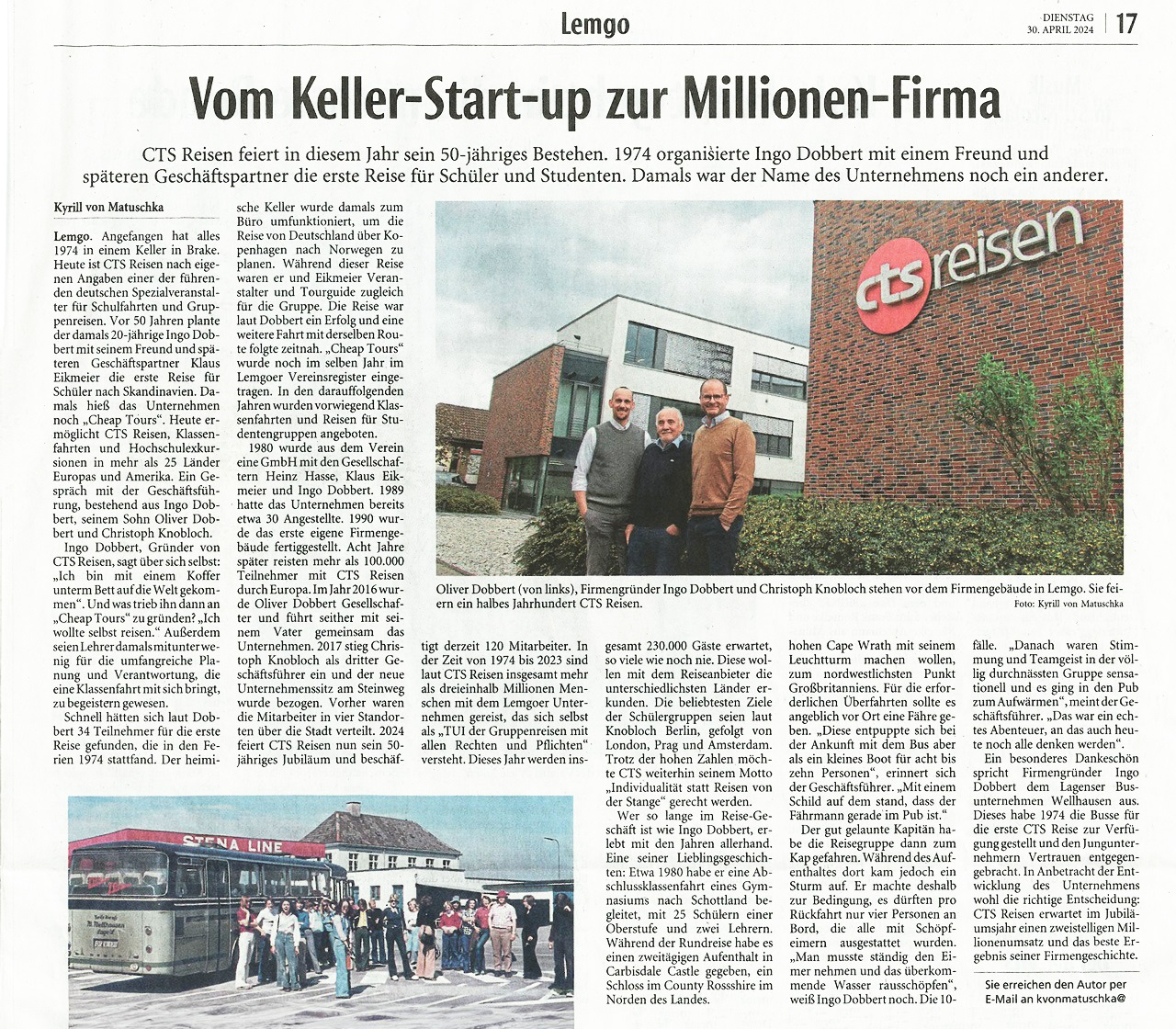 Zeitungsausschnitt zum 50jährigen Jubiläum