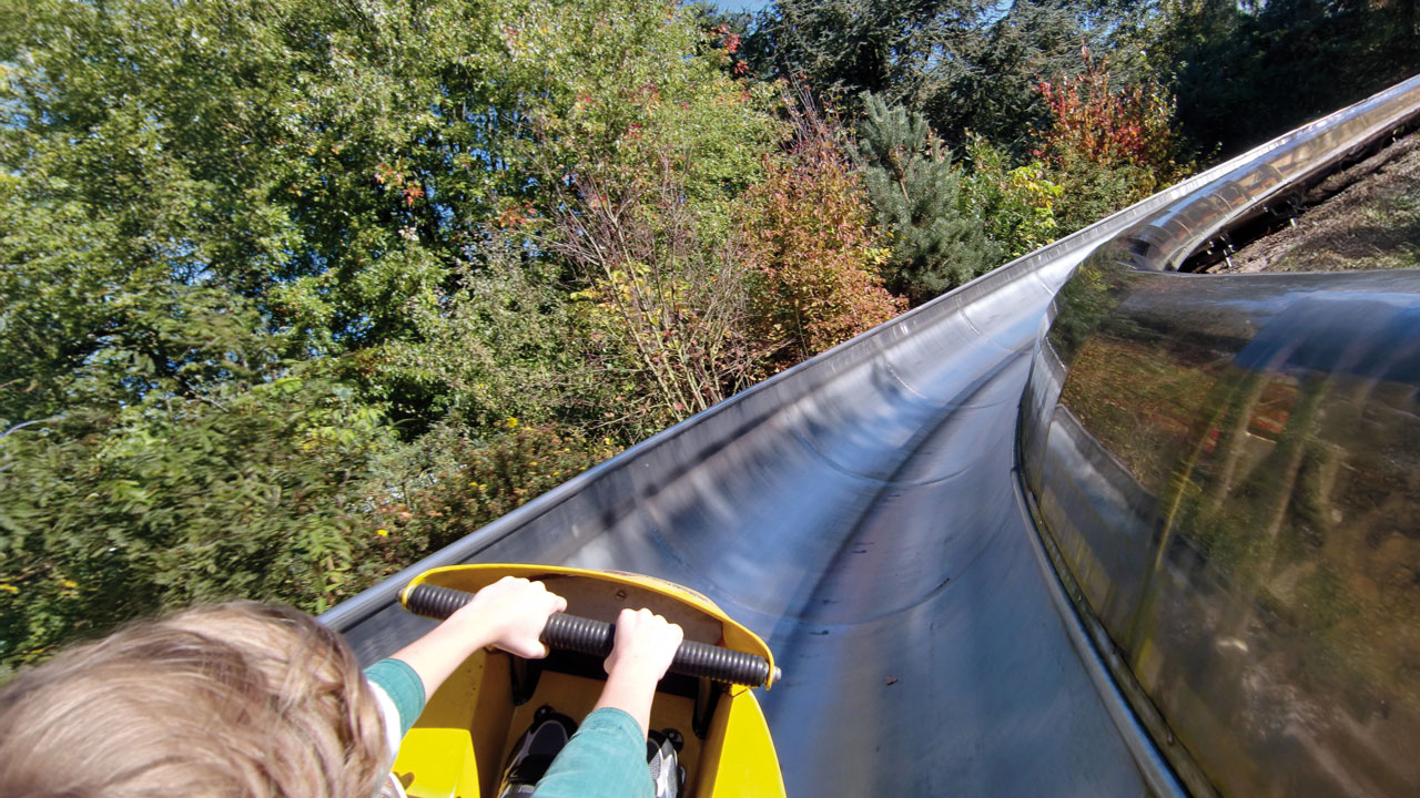 Schüler auf der Sommerrodelbahn