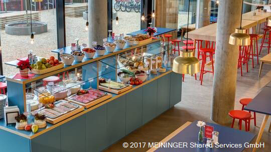 4 Klassenfahrt Berlin MEININGERHotelBerlinEastSideGallery Frühstücksraum