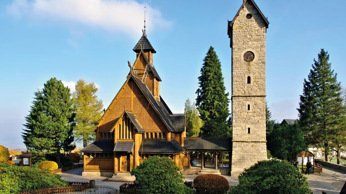 Ansicht der Stabkirche Wang