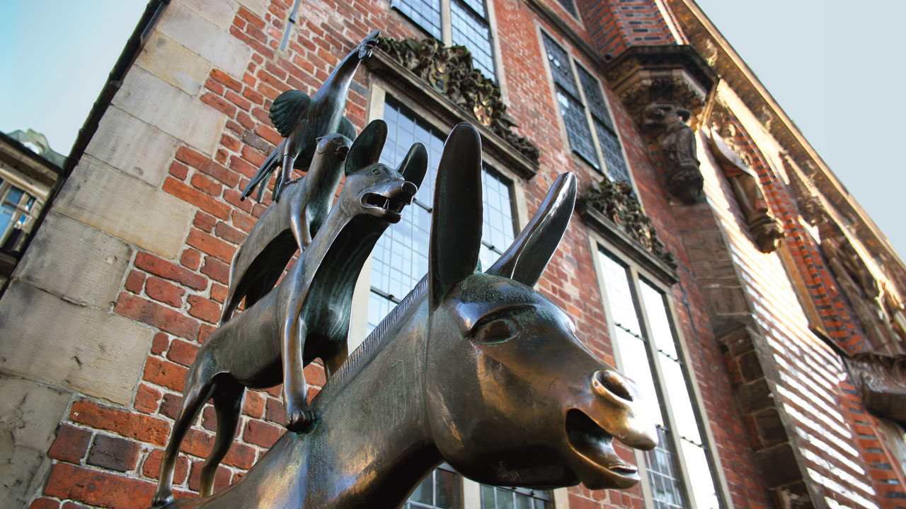 Die Bremer Stadtmusikanten auf dem Bremer Marktplatz